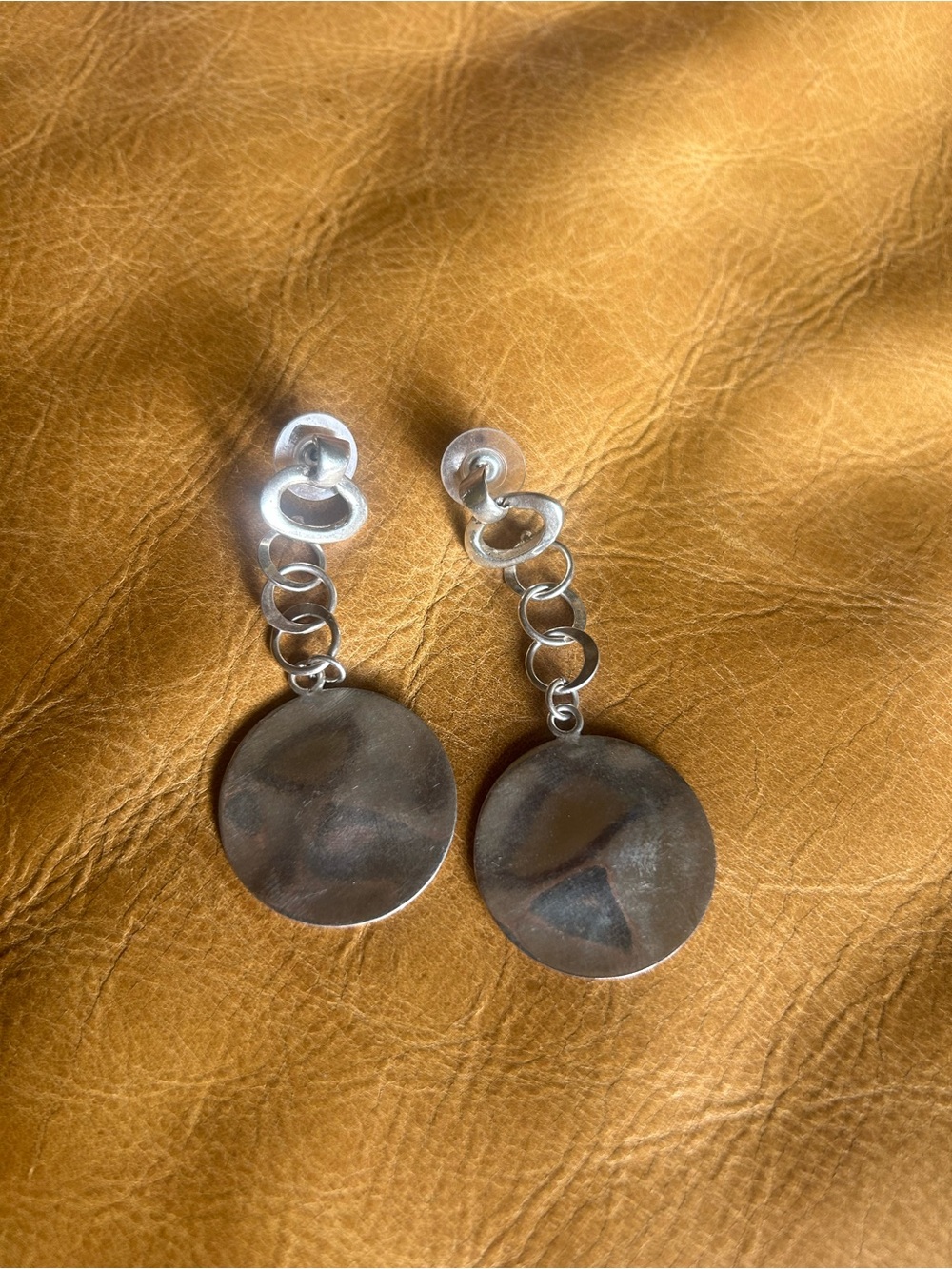 Silver Disc Drop Earrings - Modern Women Jewelry